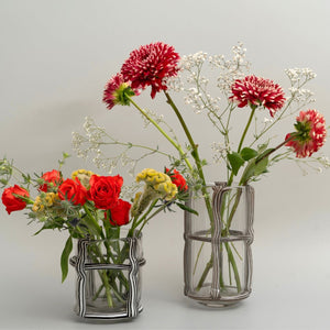 Ebony & Ivory Glass Vase