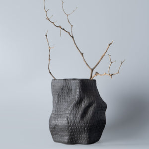 Laurel Lace Ebony Ceramic Vase