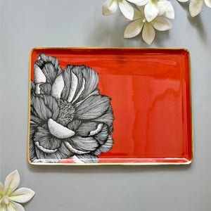 Metal Rectangle Tray - Scarlet Bloom