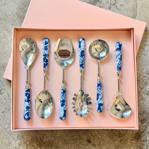 Serving Spoons, Set of 6 - Brittany Bleu