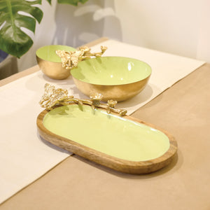 Serving Platter With Nutbowl, Gift Set Of 2 -  Assame Spring