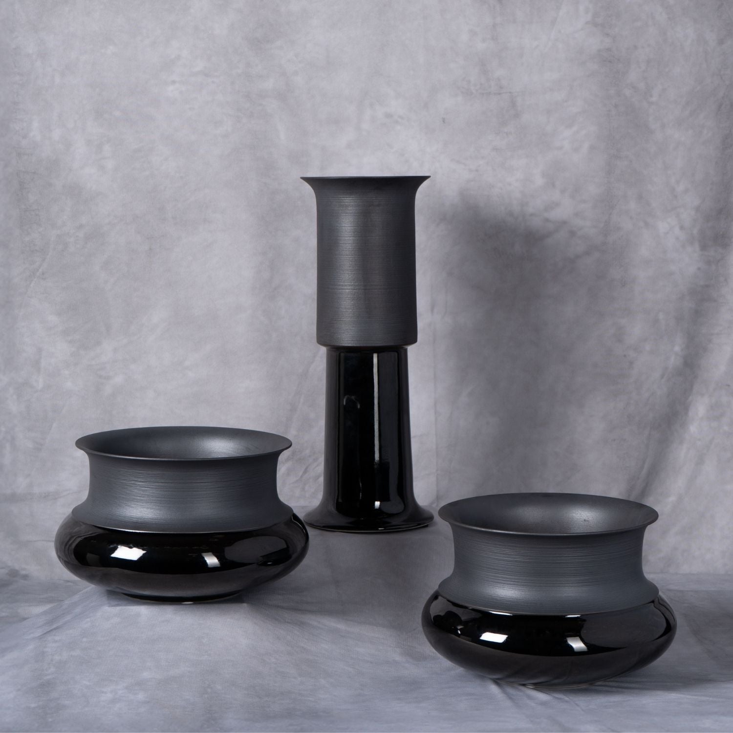 Matte Gloss Amphora Ebony Ceramic Vase