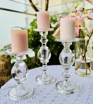 Victorian Glass Candle Holder Gift Set of 3