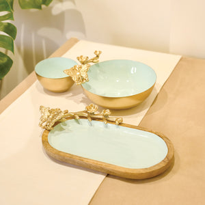 Serving Platter With Nutbowl, Gift Set Of 2 -  Assame Autumn