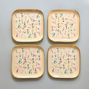 Metal Square Quarter Plates, Set of 4 -  Windsor Bloom
