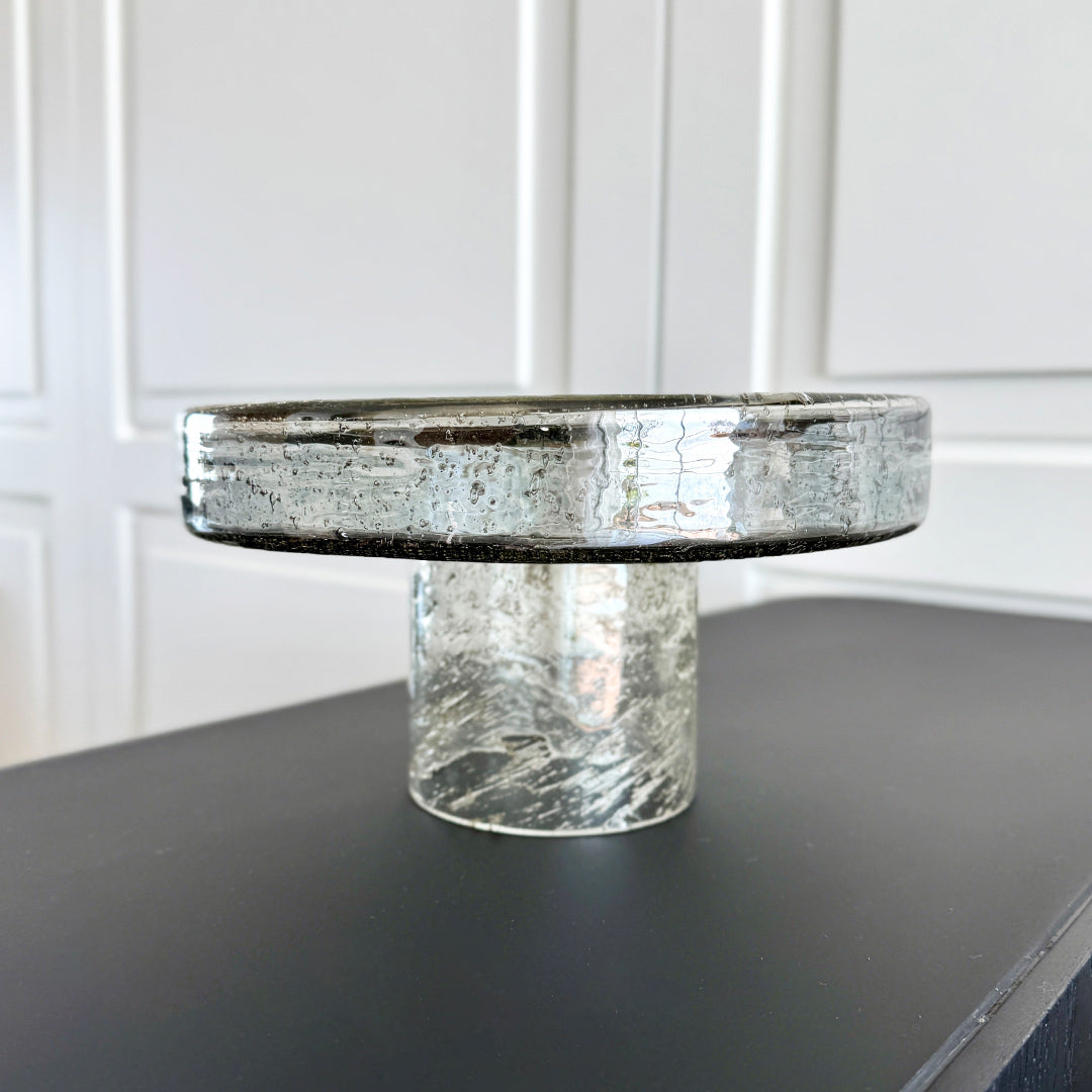 Lustre Glass Cake Stand – Large - Grey