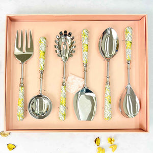 Serving Spoons, Set of 6 -  Borneo Botanicals, Citrine