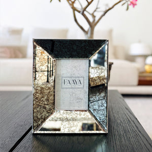 Bevelled Mirror Photo Frame -  Antique Silver