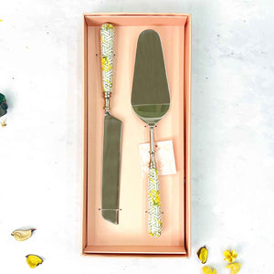 Cake Server & Knife Duo - Borneo Botanicals, Citrine