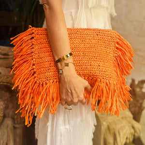 Raffia Bag, Tangerine