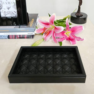 Bevelled Glass Rectangle Tray, Gift Set of 2 - Amadeus (Black)