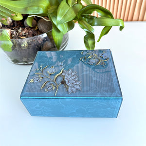 Bevelled Glass Keepsake Box - Ethnic Chintz