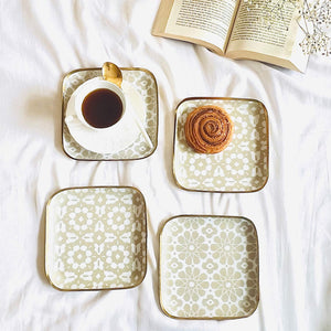 Square Quarter Plates, Set of 4 - Handloom Harmony