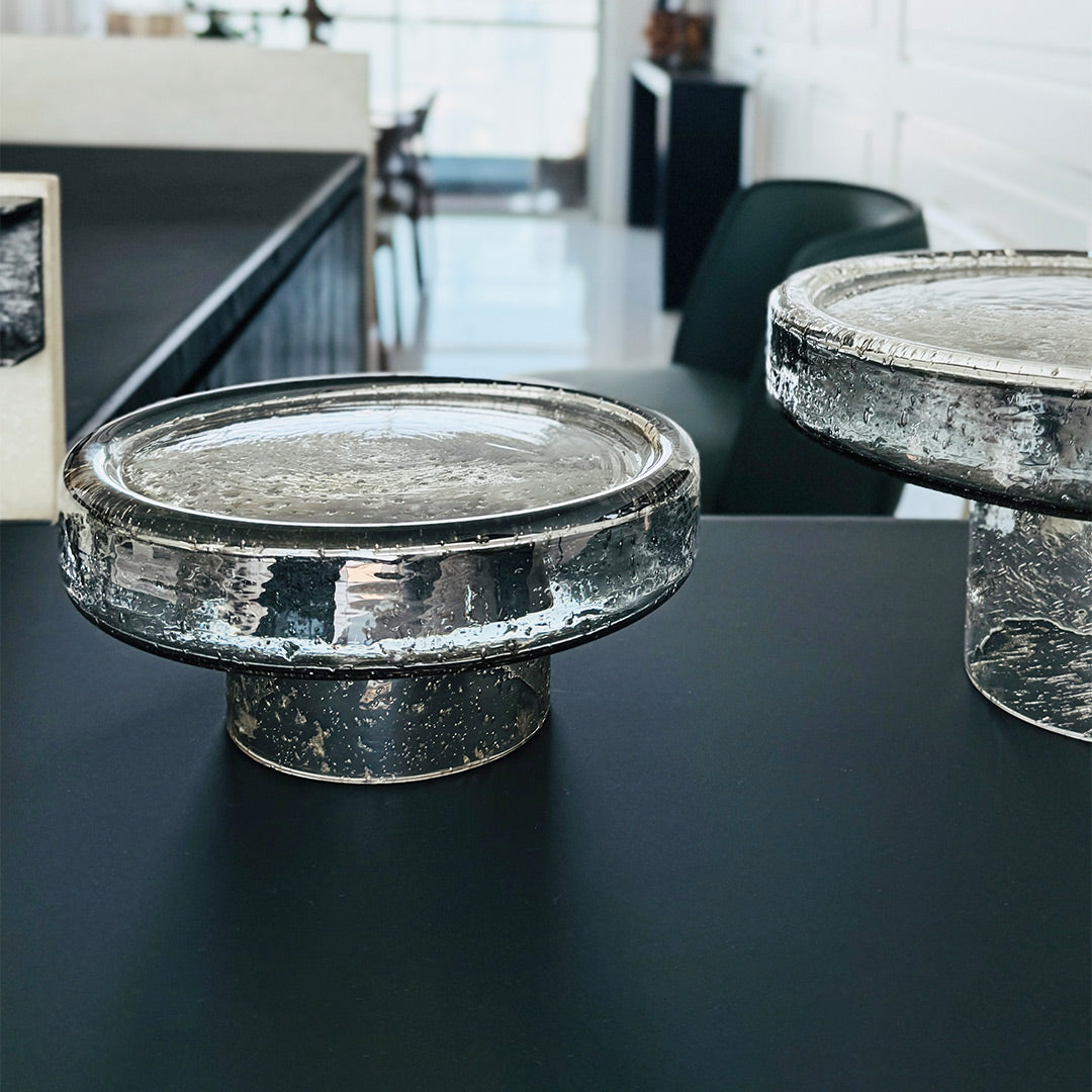 Lustre Glass Cake Stand – Small - Grey