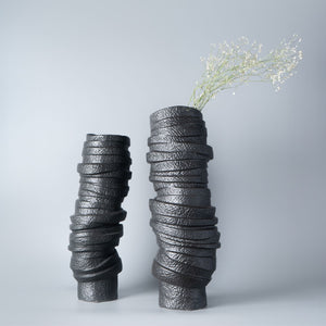 Obsidian Flow Ebony Ceramic Vase