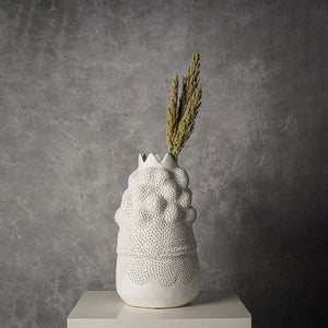 Bulbous Ivory Ceramic Vase