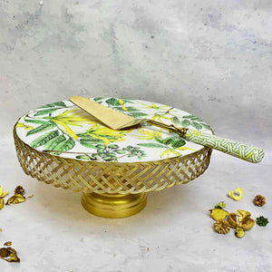 Cake Stand With Server Gift Set of 2 - Borneo Botanicals Citrine