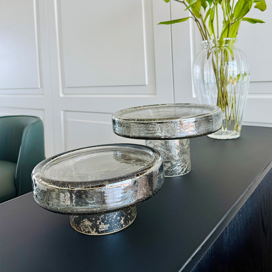 Lustre Glass Cake Stand - Grey