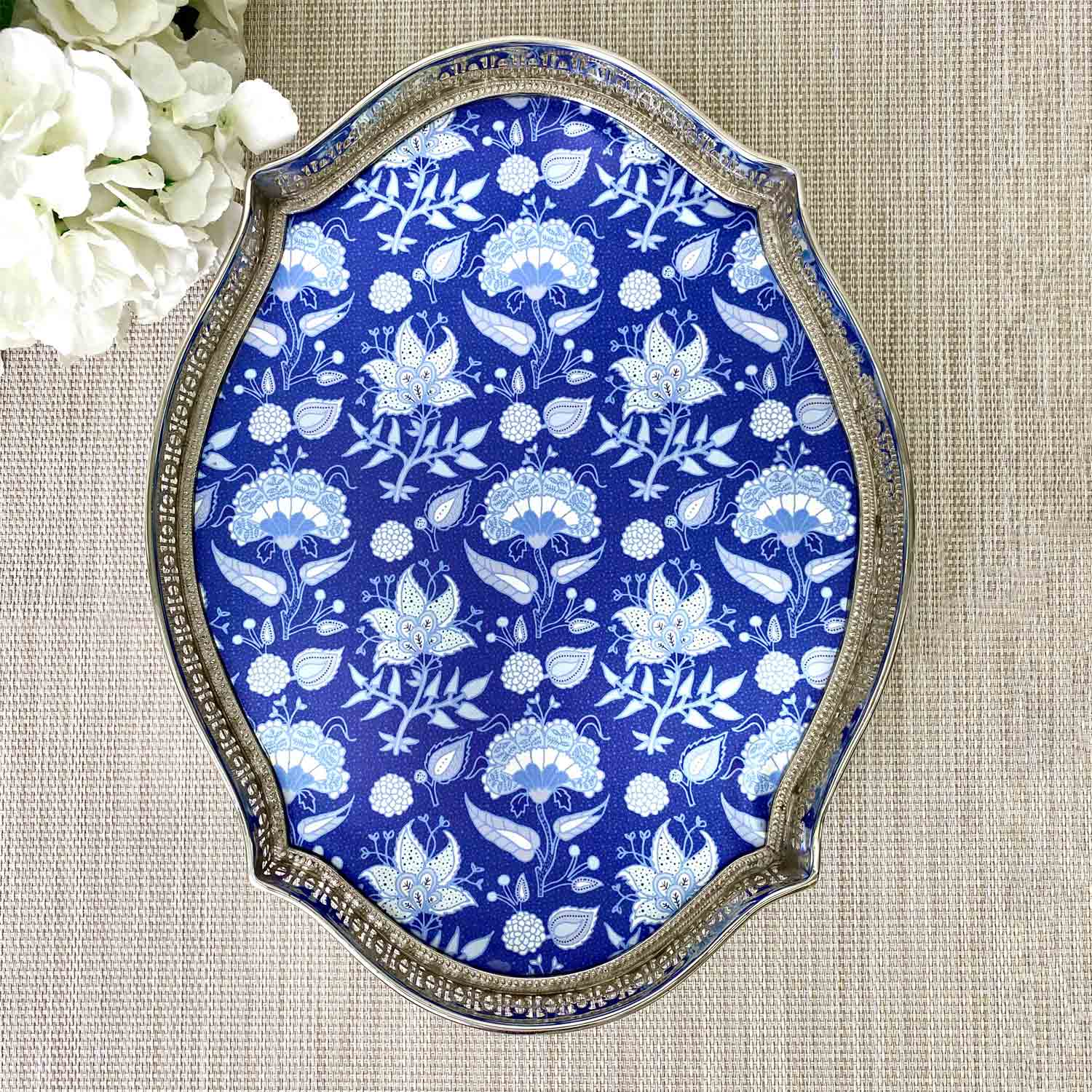 Patina Filigree tray - Blue