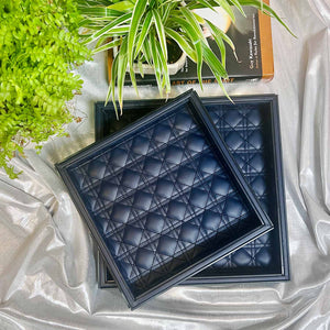 Bevelled Glass Square Tray, Gift Set of 2 - Amadeus (Midnight Blue)