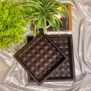 Bevelled Glass Square Tray, Gift Set of 2 - Amadeus (Champagne)