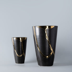 Gold Ebony Ceramic Vase