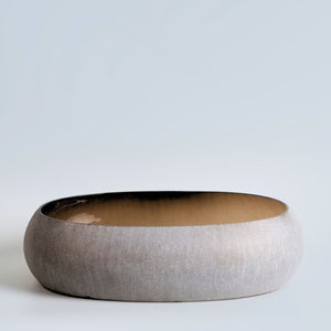 Dark Smoke Brown Oval Glass Bowl - Small