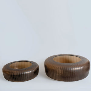 Dark Smoke Brown Round Glass Bowl