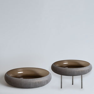 Dark Smoke Brown Glass Urli