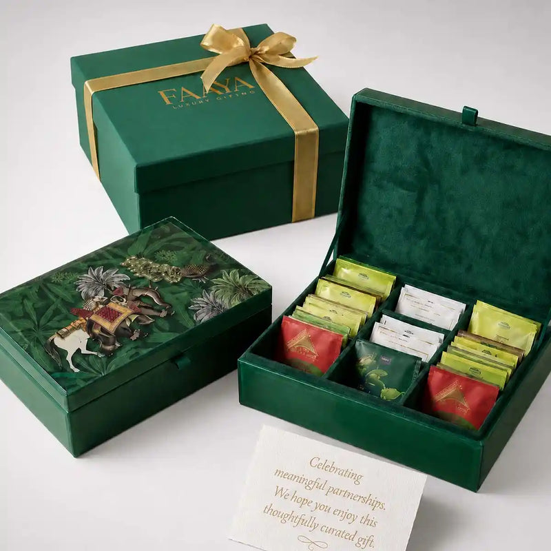 Bevelled Glass Tea Box Lined with Suede