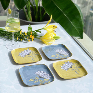 Ethnic Chintz Metal Square Quarter Plates - Set of 4
