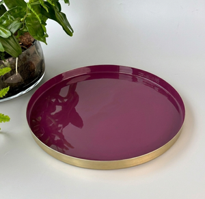 Metal Round Tray - Plum