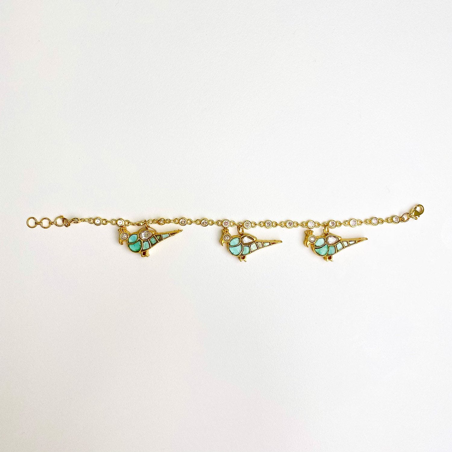 Rambagh Mint Polki Bird Bracelet