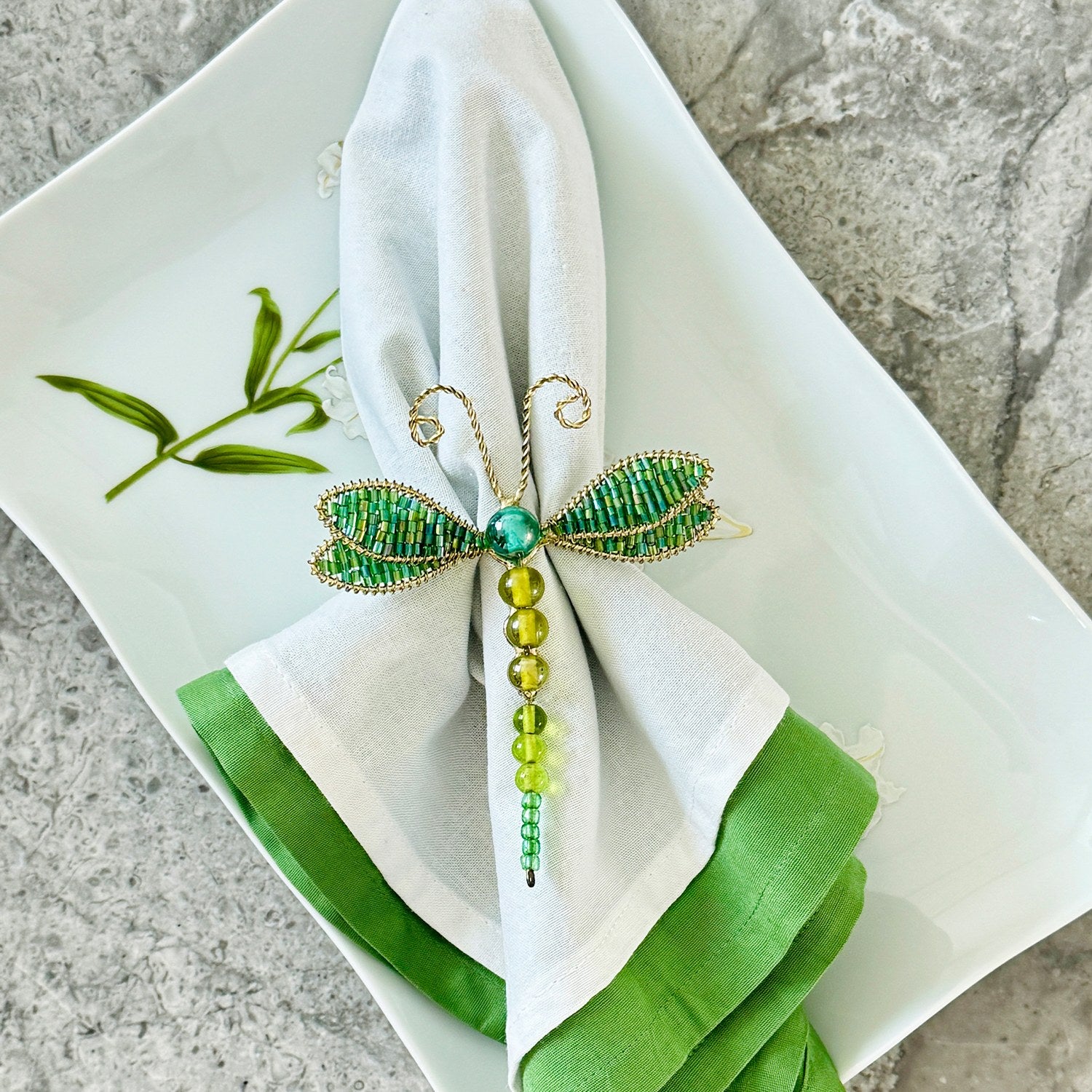 Borneo Bloom Dragonfly Napkin Rings, Set of 4