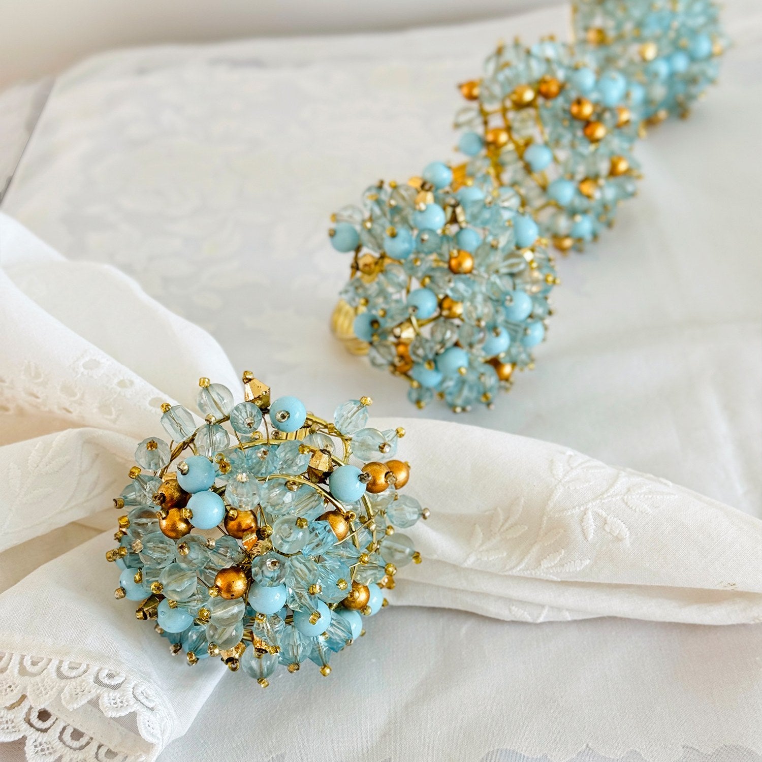 Jewel Napkin Rings, Set of 4 - Brittany Bleu