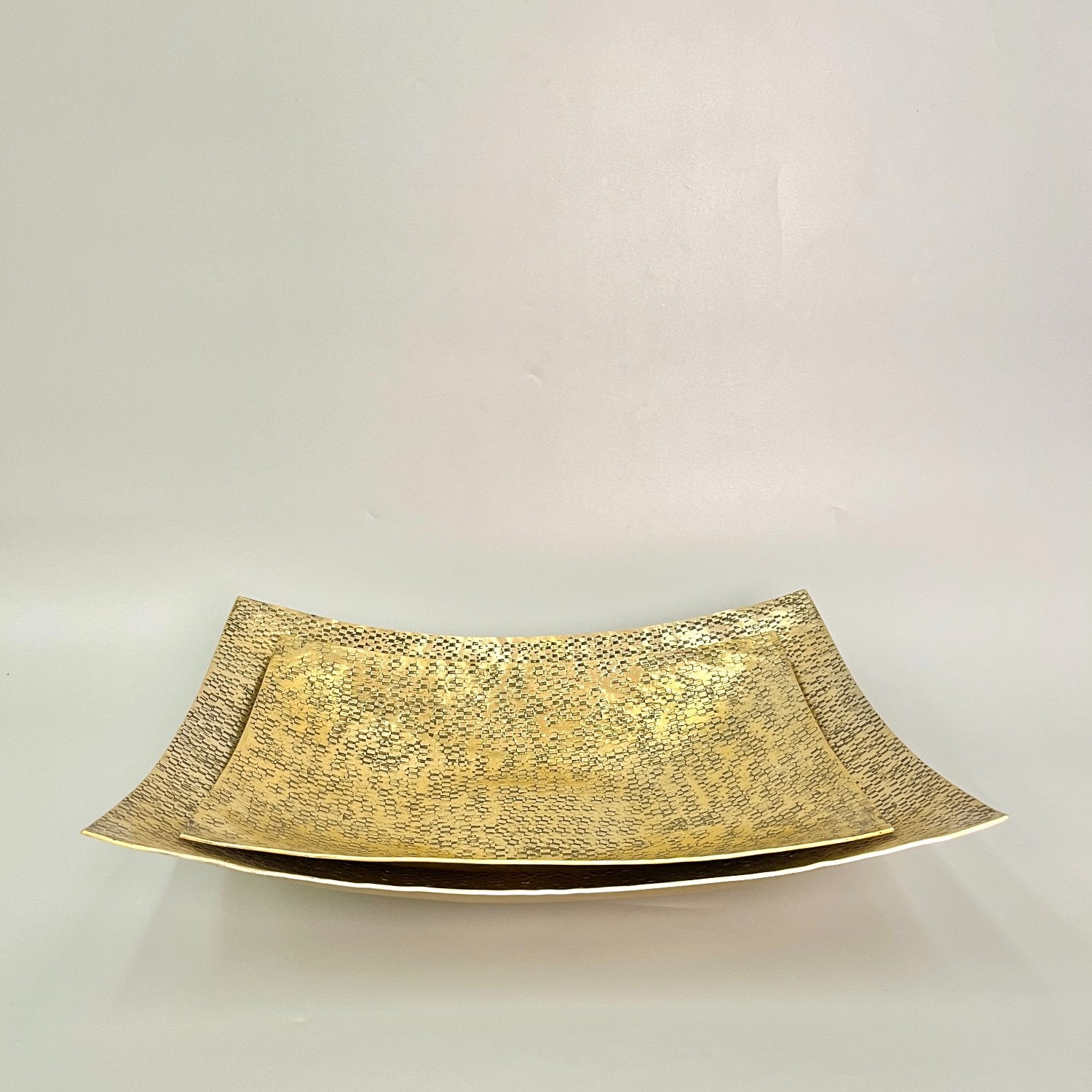 Rect Curve Hammered Platter Large - Ela Gold