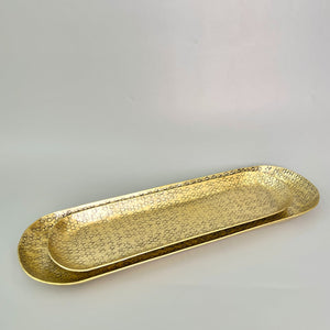 Ela Rectangle Oval Hammered Platter, Gift Set of 2