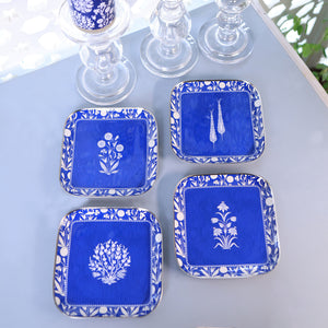 Royal Malabar Metal Square Quarter Plates - Set of 4