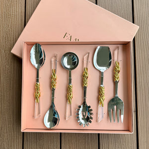 Serving Spoons - Set of 6 - Acrylic Gold