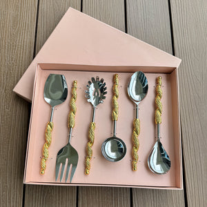 Serving Spoons - Set of 6 - Gold Twist
