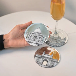 Mirror Round Coasters - Timeless Mumbai