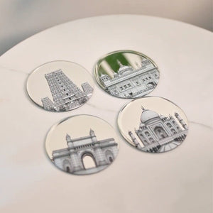 Mirror Round Coasters - Timeless Mumbai