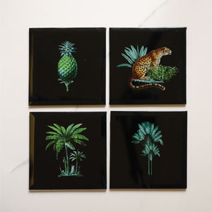 Glass Coasters, Set of 4  - Amazonia Night