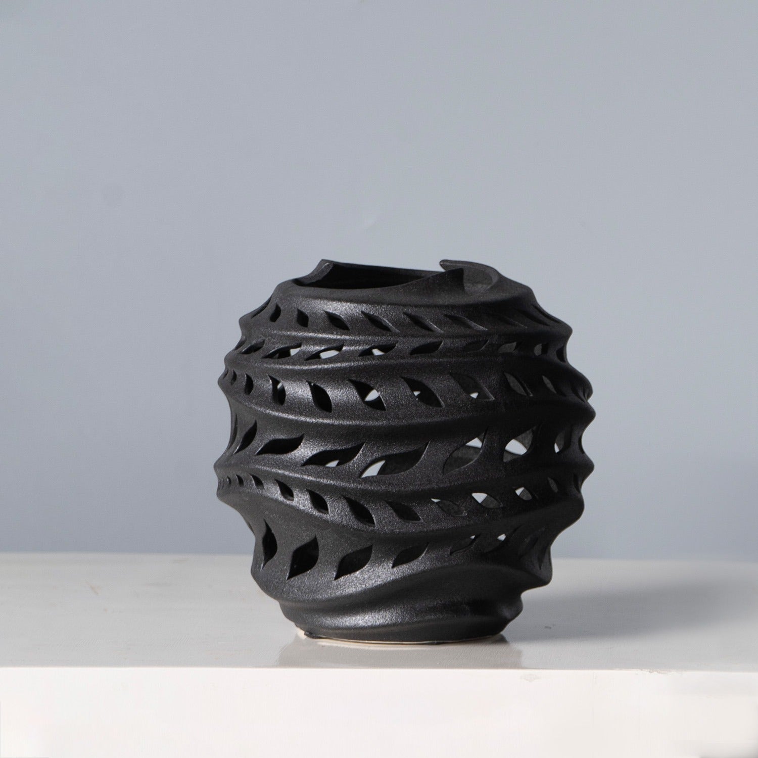 Cutwork Ebony Ceramic Vase