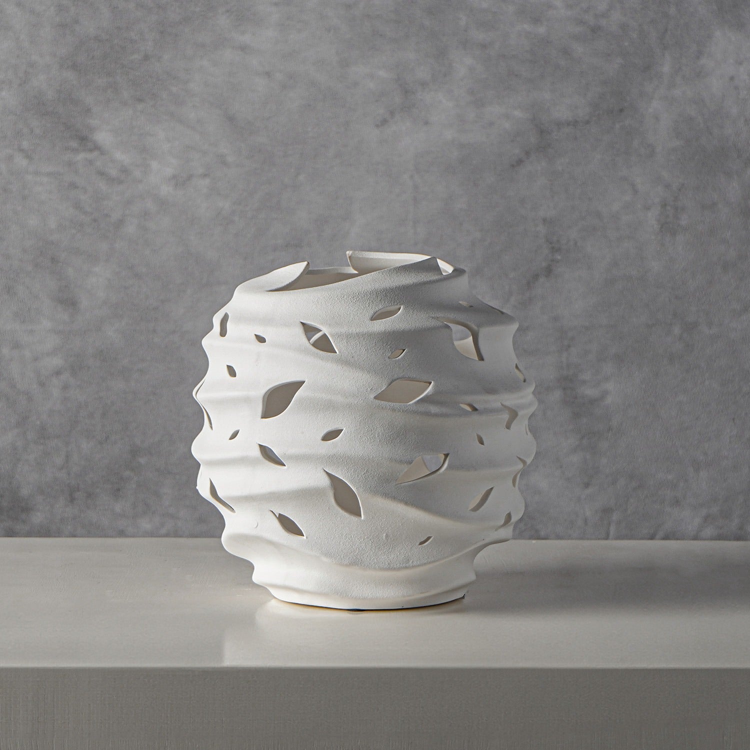 Cutwork Ivory Ceramic Vase