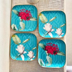Square Quarter Plates, Set of 4 - Chilean Deco