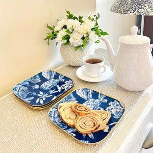 Square Quarter Plates, Set of 4 - Brittany Bleu