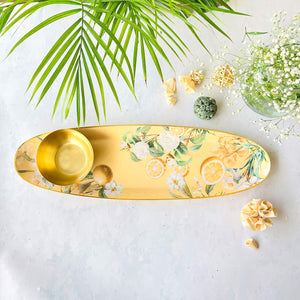 Oval Platter With Dip Bowl  - Lisbon Lemon
