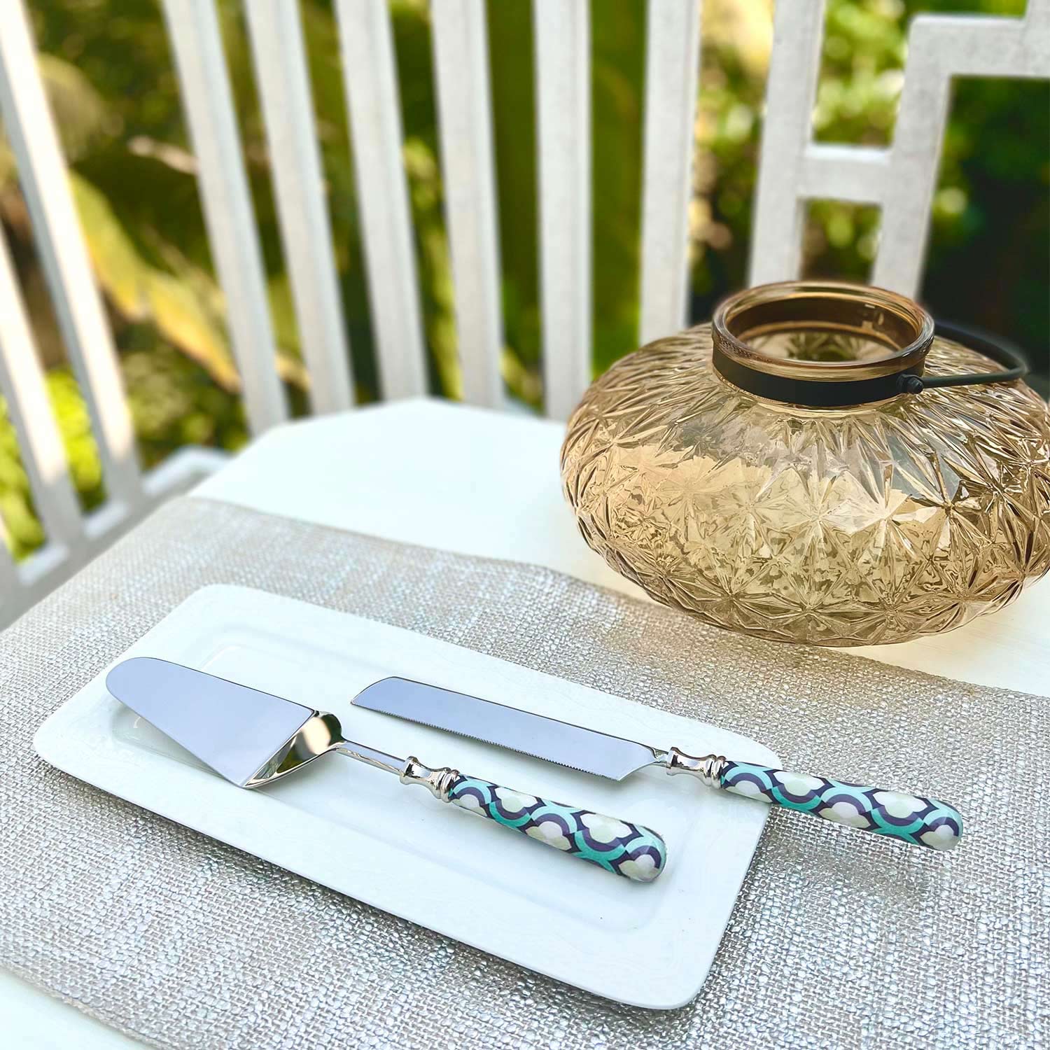 Cake Server & Knife Duo - Moroccan Mint