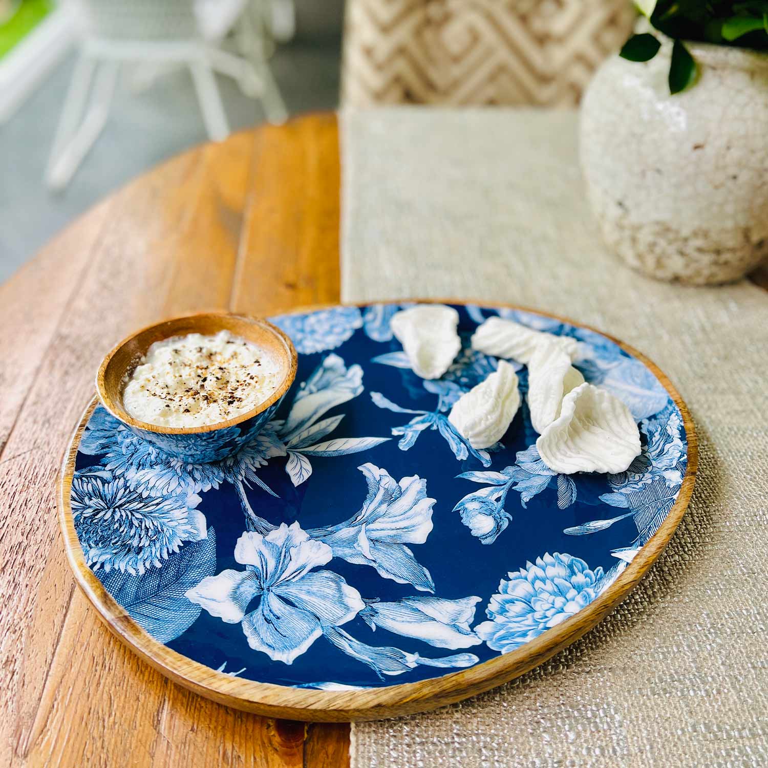 Large Oval Platter with Dip Bowl - Brittany Bleu